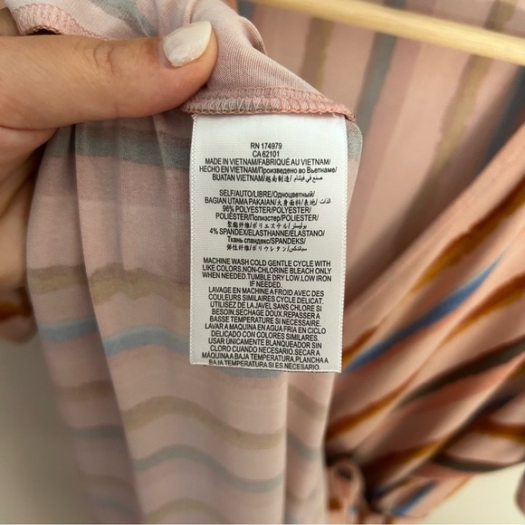 BCBGeneration Dress Womens Short Sleeve Riviera Stripe Wrap V-Neck Multicolor M - Picture 7 of 11